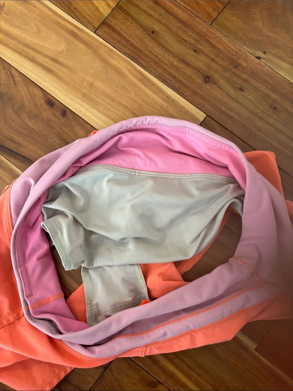 Discontinued lululemon athletica Coral Shorts with Light Pink Waistband